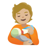 🧑🏼‍🍼 Person Feeding Baby: Medium-Light Skin Tone, Emoji by Google