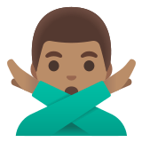 🙅🏽‍♂️ Man Gesturing No: Medium Skin Tone, Emoji by Google
