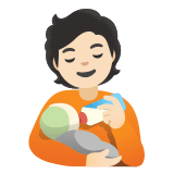 🧑🏻‍🍼 Person Feeding Baby: Light Skin Tone, Emoji by Google