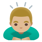 🙇🏼‍♂️ Man Bowing: Medium-Light Skin Tone, Emoji by Google