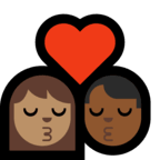 👩🏽‍❤️‍💋‍👨🏾 Kiss: Woman, Man, Medium Skin Tone, Medium-Dark Skin Tone, Emoji by Microsoft