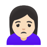 🙍🏻‍♀️ Woman Frowning: Light Skin Tone, Emoji by Google