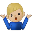 🤷🏼‍♂️ Homme Qui Hausse Les Épaules : Peau Moyennement Claire Emoji par Samsung