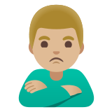🙎🏼‍♂️ Homme Qui Boude : Peau Moyennement Claire Emoji par Google