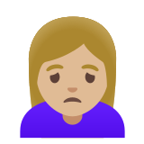 🙍🏼‍♀️ Woman Frowning: Medium-Light Skin Tone, Emoji by Google