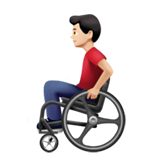 👨🏻‍🦽 Man in Manual Wheelchair: Light Skin Tone, Emoji by Apple