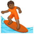 🏄🏾 Person Surfing: Medium-Dark Skin Tone, Emoji by Samsung