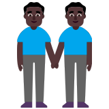👬🏿 Deux Hommes Se Tenant La Main : Peau Foncée Emoji par Microsoft