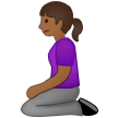 🧎🏾‍♀️ Woman Kneeling: Medium-Dark Skin Tone, Emoji by Samsung
