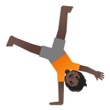 🤸🏿 Акробатический Трюк: Очень Темный Тон Кожи, смайлик от Google