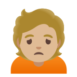 🙍🏼 Person Frowning: Medium-Light Skin Tone, Emoji by Google