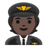 🧑🏿‍✈️ Пилот: Очень Темный Тон Кожи, смайлик от Google