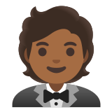 🤵🏾 Person in Tuxedo: Medium-Dark Skin Tone, Emoji by Google