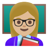 👩🏼‍🏫 Woman Teacher: Medium-Light Skin Tone, Emoji by Google