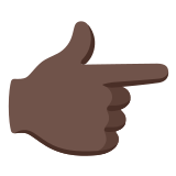 👉🏿 Указывающий Направо Палец: Очень Темный Тон Кожи, смайлик от Google