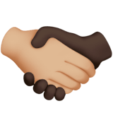 🫱🏼‍🫲🏿 Handshake: Medium-Light Skin Tone, Dark Skin Tone, Emoji by Apple