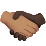🫱🏽‍🫲🏿 Handshake: Medium Skin Tone, Dark Skin Tone, Emoji by Apple
