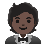 🤵🏿 Person in Tuxedo: Dark Skin Tone, Emoji by Google