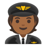 🧑🏾‍✈️ Пилот: Темный Тон Кожи, смайлик от Google