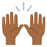 🙌🏾 Raising Hands: Medium-Dark Skin Tone, Emoji by Google