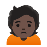 🙍🏿 Person Frowning: Dark Skin Tone, Emoji by Google