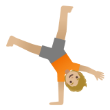 🤸🏼 Акробатический Трюк: Светлый Тон Кожи, смайлик от Google