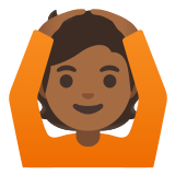 🙆🏾 Person Mit Händen Auf Dem Kopf: Mitteldunkle Hautfarbe Emoji von Google