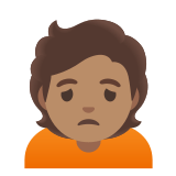 🙍🏽 Person Frowning: Medium Skin Tone, Emoji by Google