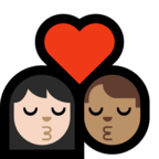👩🏻‍❤️‍💋‍👨🏽 Kiss: Woman, Man, Light Skin Tone, Medium Skin Tone, Emoji by Microsoft