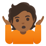 🤷🏾 Person Shrugging: Medium-Dark Skin Tone, Emoji by Google