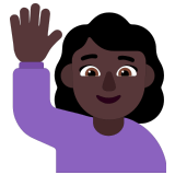 🙋🏿‍♀️ Femme Qui Lève La Main : Peau Foncée Emoji par Microsoft