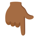 👇🏾 Backhand Index Pointing Down: Medium-Dark Skin Tone, Emoji by Google