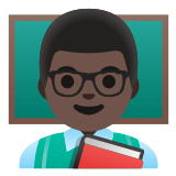 👨🏿‍🏫 Man Teacher: Dark Skin Tone, Emoji by Google