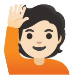 🙋🏻 Person Raising Hand: Light Skin Tone, Emoji by Google