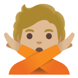🙅🏼 Person Gesturing No: Medium-Light Skin Tone, Emoji by Google