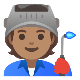 🧑🏽‍🏭 Fabrikarbeiter(in): Mittlere Hautfarbe Emoji von Google