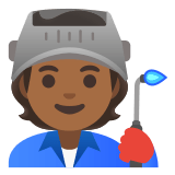 🧑🏾‍🏭 Fabrikarbeiter(in): Mitteldunkle Hautfarbe Emoji von Google