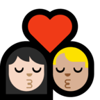 👩🏻‍❤️‍💋‍👨🏼 Kiss: Woman, Man, Light Skin Tone, Medium-Light Skin Tone, Emoji by Microsoft