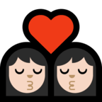 👩🏻‍❤️‍💋‍👩🏻 Kiss: Woman, Woman, Light Skin Tone, Emoji by Microsoft