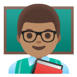 👨🏽‍🏫 Man Teacher: Medium Skin Tone, Emoji by Google
