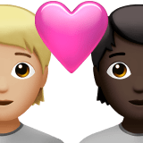 🧑🏼‍❤️‍🧑🏿 Couple with Heart: Person, Person, Medium-Light Skin Tone, Dark Skin Tone, Emoji by Apple