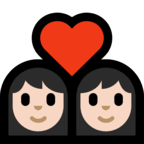 👩🏻‍❤️‍👩🏻 Couple with Heart: Woman, Woman, Light Skin Tone, Emoji by Microsoft
