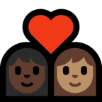 👩🏿‍❤️‍👩🏽 Couple with Heart: Woman, Woman, Dark Skin Tone, Medium Skin Tone, Emoji by Microsoft