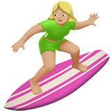 🏄🏼‍♀️ Woman Surfing: Medium-Light Skin Tone, Emoji by Apple