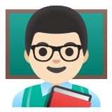 👨🏻‍🏫 Man Teacher: Light Skin Tone, Emoji by Google