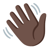 👋🏿 Waving Hand: Dark Skin Tone, Emoji by Google