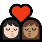 👩🏻‍❤️‍💋‍👩🏽 Kiss: Woman, Woman, Light Skin Tone, Medium Skin Tone, Emoji by Microsoft