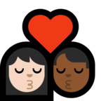 👩🏻‍❤️‍💋‍👨🏾 Kiss: Woman, Man, Light Skin Tone, Medium-Dark Skin Tone, Emoji by Microsoft