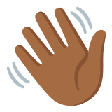 👋🏾 Waving Hand: Medium-Dark Skin Tone, Emoji by Google