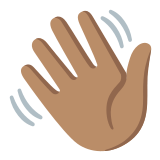 👋🏽 Waving Hand: Medium Skin Tone, Emoji by Google